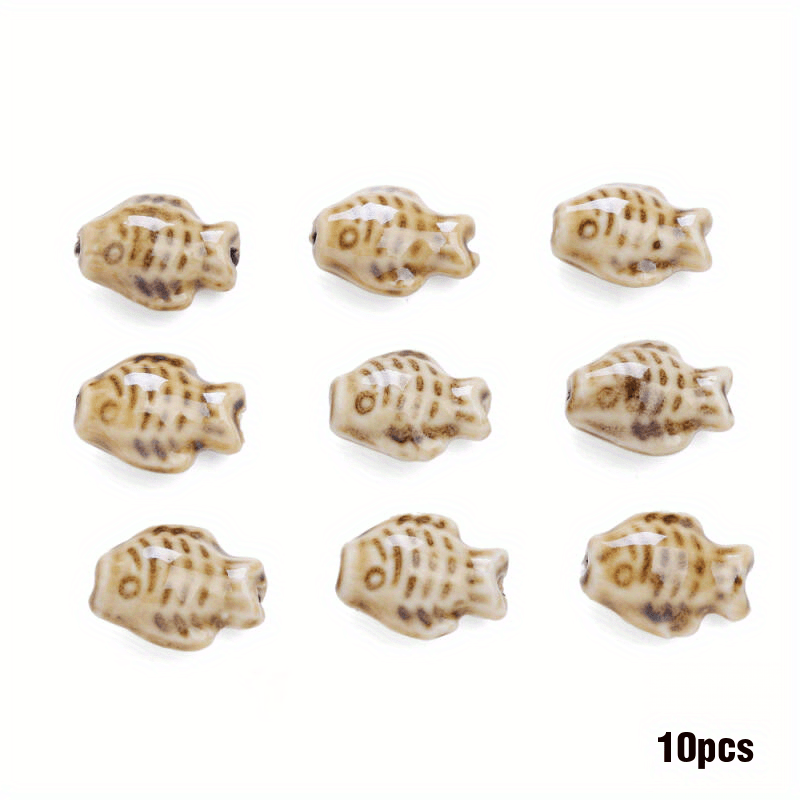 10pcs Handmade Ceramic Fish Beads for DIY Bracelets