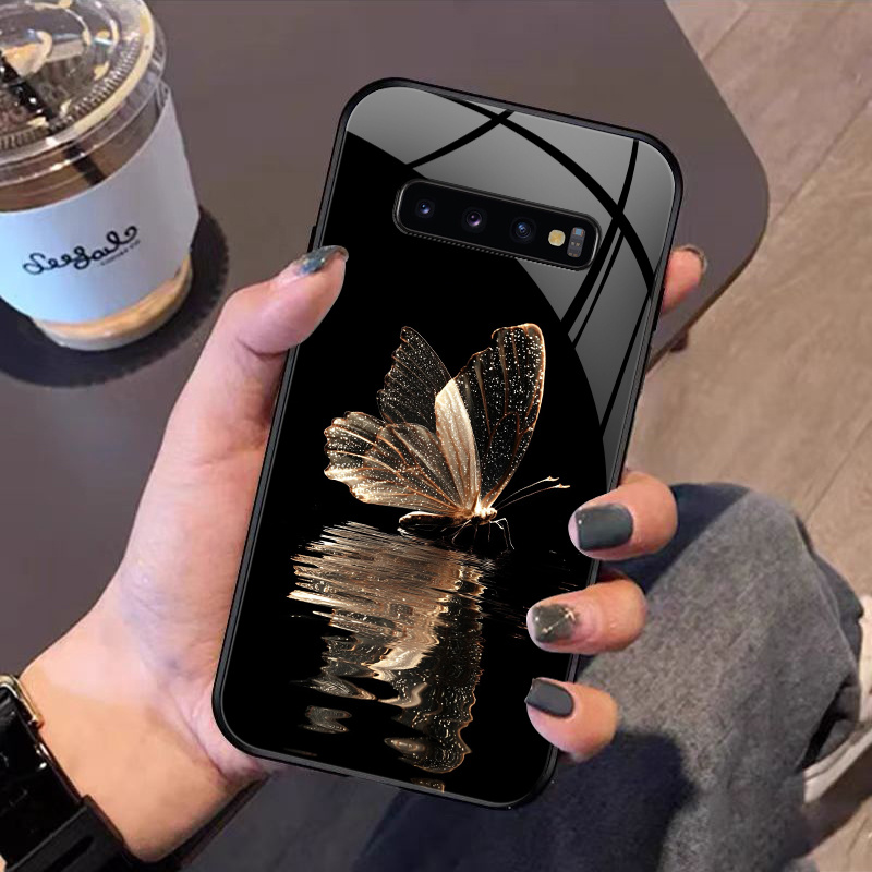 TEMU Cover per for Samsung S10+ Custodia in vetro temperato antiurto con stampe realistiche Bellissima