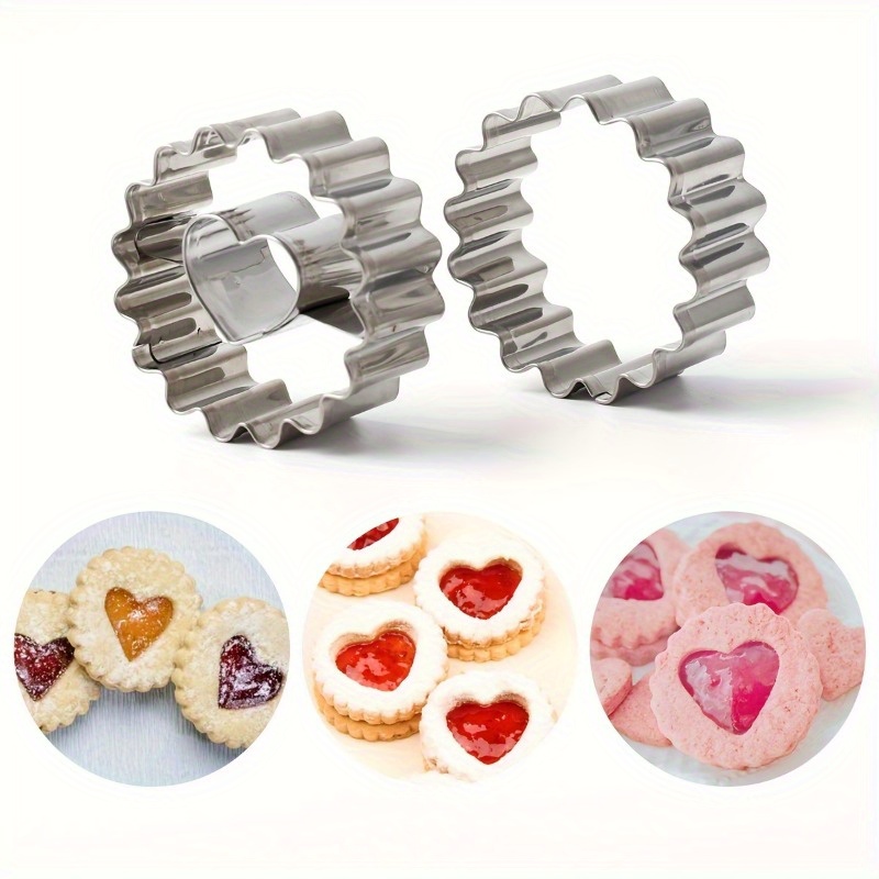TEMU 2pcs Set Stainless Steel Cookie Cutters, Floral Heart-shaped Candy Molds, Cookie Molds, Chocolate Cutters, Cake Decorating Molds, Baking Tools,