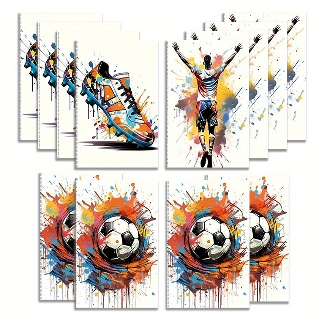 TEMU 12pcs Mini Notebooks 3.2x5 Inch - Soccer-themed Journaling Notebooks With Vibrant Soccer Ball Designs, Durable Spiral Bound, Travelers & Sports