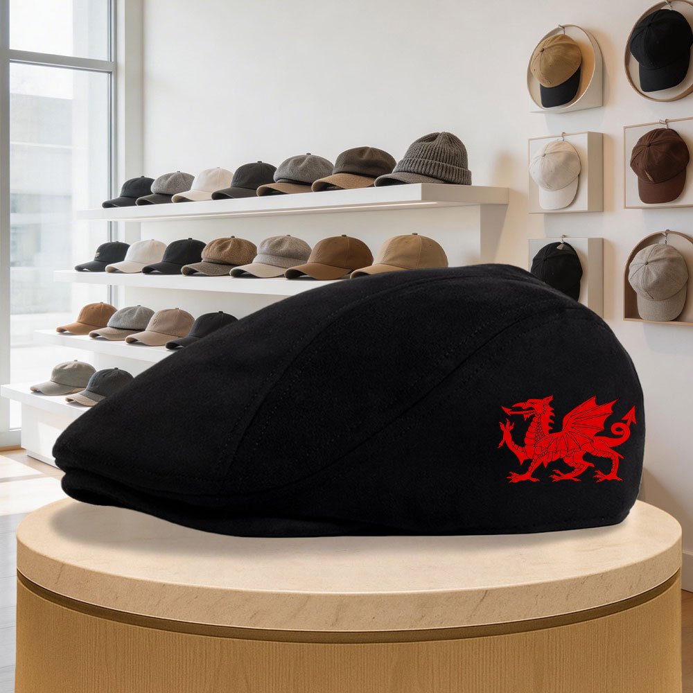 TEMU Classic Retro Men's Newsboy Cap, Welsh Red Dragon Pattern Solid Color Beret, Suitable For Formal And Casual Wear, Fashionable Headwear, Trendy