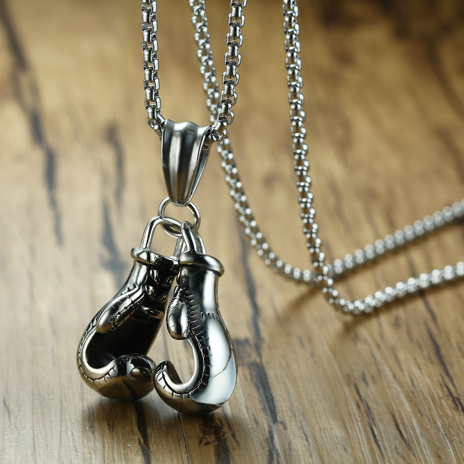 TEMU 1 Double Boxing Glove Pendant Necklace, Unique Sports Accessory