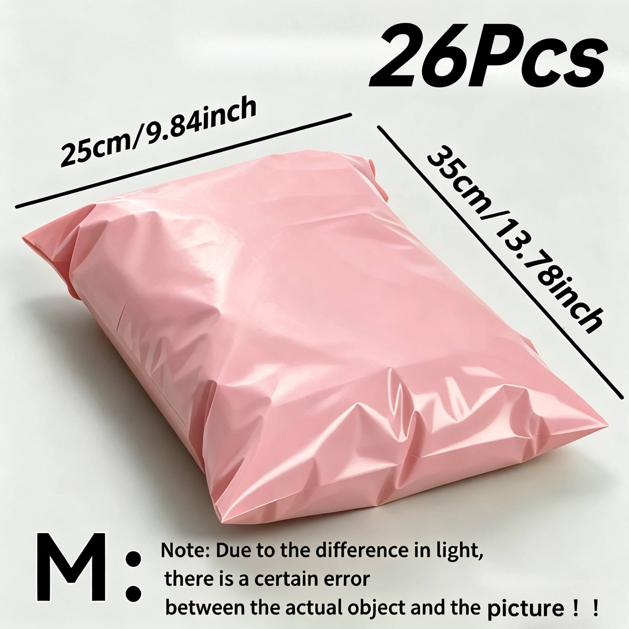 TEMU 26 sacs d'expédition auto-scellants en PE épaissi (Pêche Rose), sacs d'envoi opaques résistants aux déchirures, matériau incassable, tailles