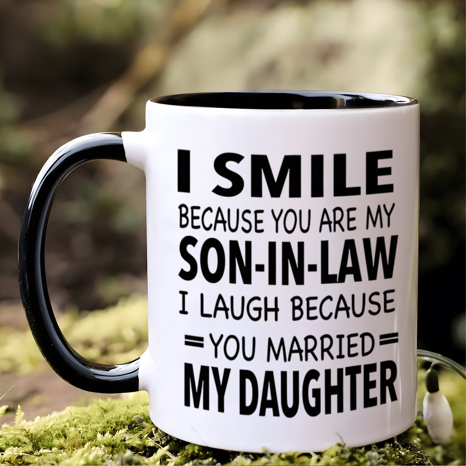 TEMU 1pc Funny Son-in-law & Daughter Marriage Ceramic Coffee Mug - 11oz Family Gift For Weddings,, Father's Day - Hand Wash Only Humorous Cup For In-laws &