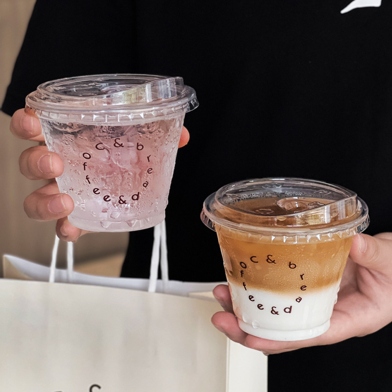 40/80/100pcs Clear Coffee Cups with Straight Drinking Lids