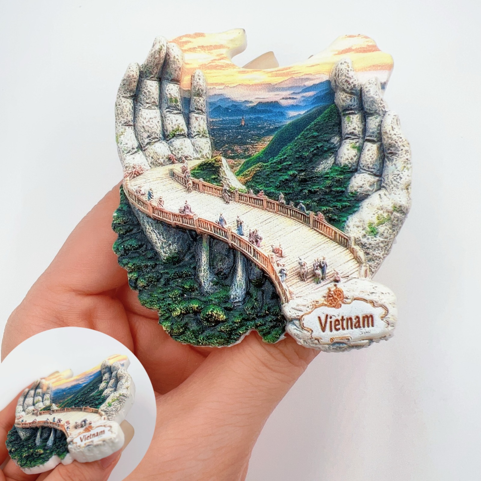 TEMU 1pc Vietnamese Cloud Hand Bridge 3d Fridge Magnet, Kitchen Creative Decor, Famous Scenery Magnet, Decor Home Gift