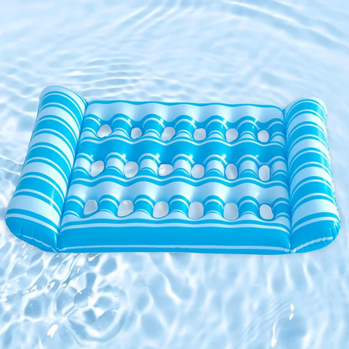 1pc Inflatable Floating Bed Portable Foldable Air Mattress for Pool,  Beach Lake, Vibrant Mixed Colors, Durable Lightweight Design for Pool 