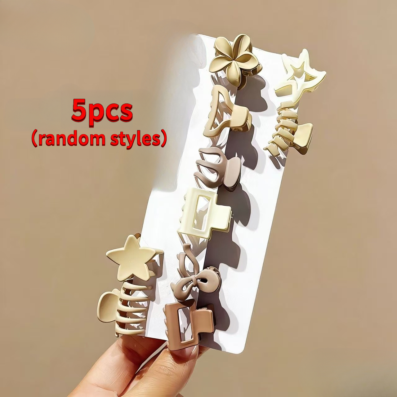 TEMU 5pcs Set Of Random Styles Of Cute Party Accessories For: Small Clips| Geometric Designs, Floral Designs| Durable Plastic Hair Clips That Won't