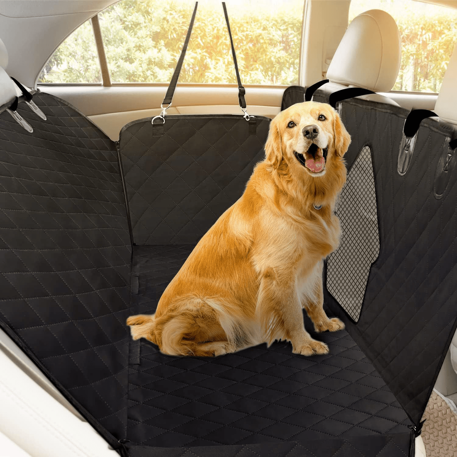 Image of Pu Pet Car Seat Cover Compatible For Vehicles, Split Bench Rear Seat Protector With Armrest Cover Suitable For Cars, Trucks & Suvs, Washable Non-slip Dog For Bench Seats, Pu Car