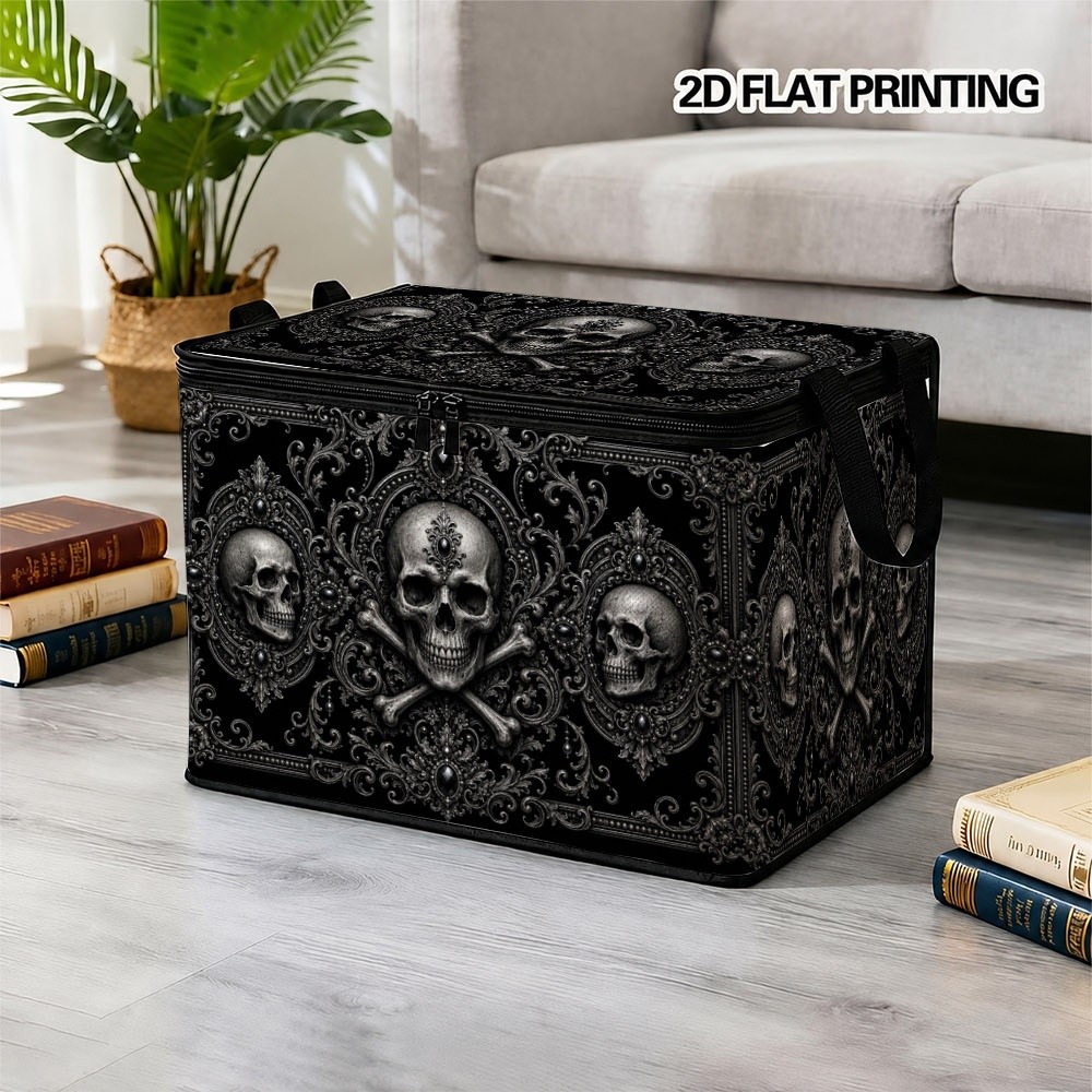 TEMU Gothic Style And Printed Storage Box, Lightweight Organizer With Exquisite Baroque Scroll Floral Pattern, Multiple Sizes , Suitable For Closet,