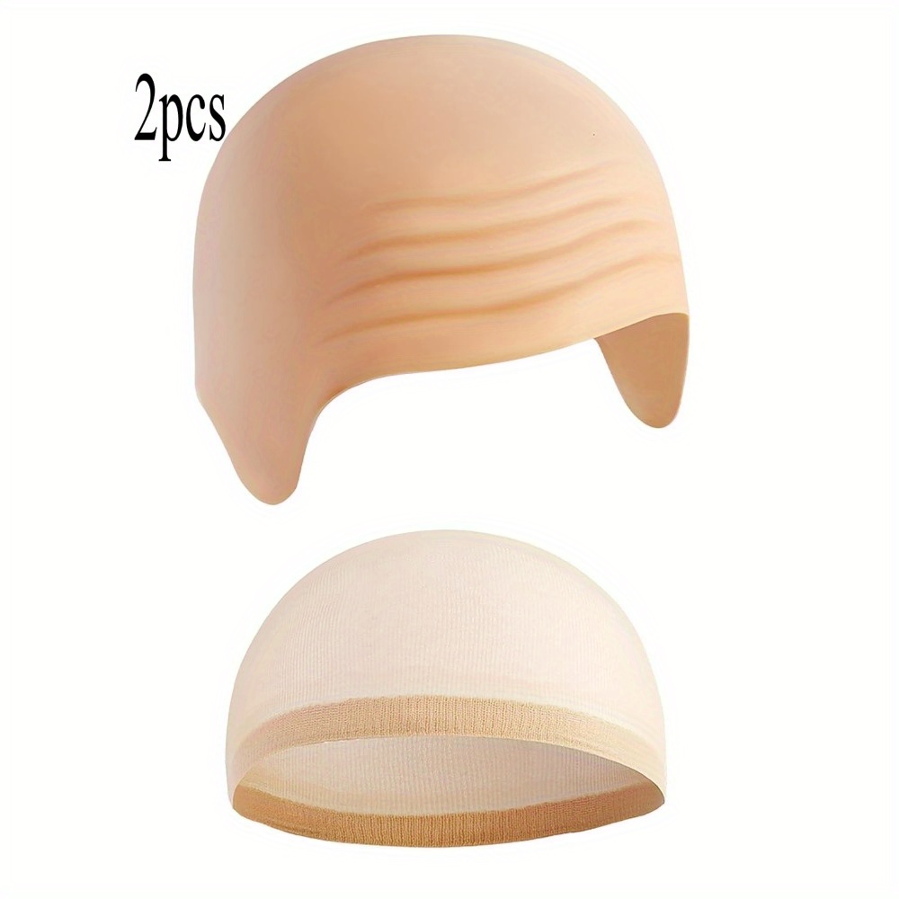 TEMU 2pcs Set, Bald Caps, Halloween Bald Head Wig Cap, Party Supplies, Suitable For Adult Cosplay Party Supplies, Birthday Celebrations, Stage
