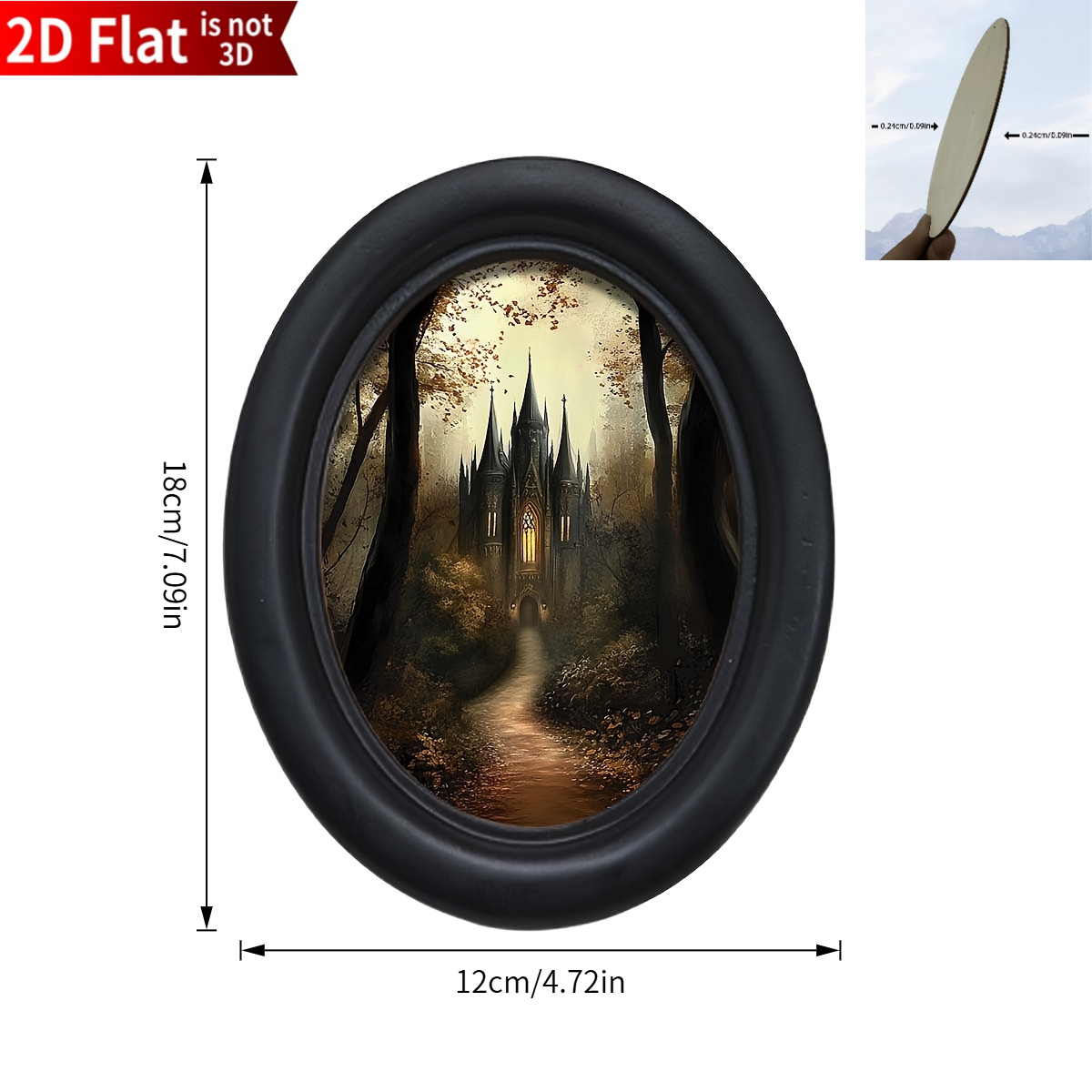 TEMU 2d Flat 1pc Pack, Castle In 2d Retro Style Wooden Frameless Flat Printing (4.72in X 7.09in), Suitable For Home, Living Room, Bedroom, Kitchen,