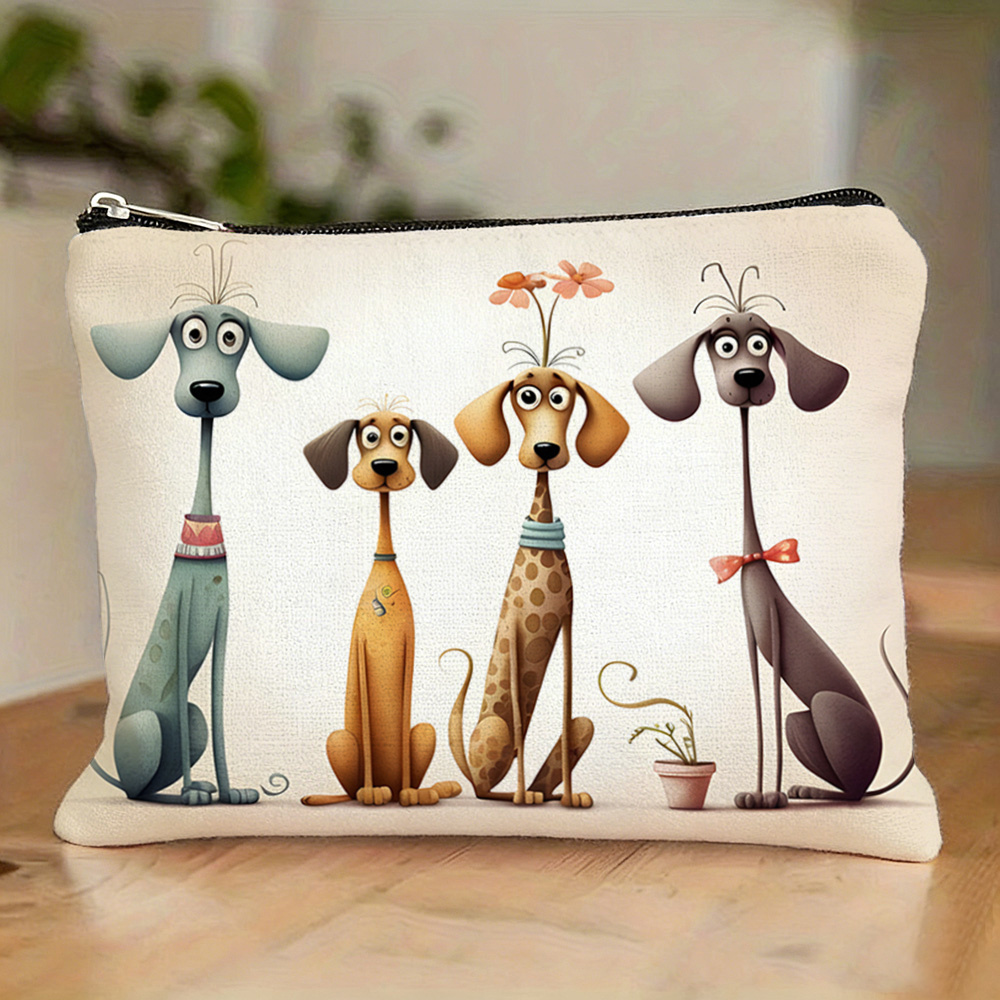 TEMU Trousse de Cosmétique pour chien style vintage, sac à toilette de voyage souple et pliable avec fermeture éclair, idéal comme cadeau pour femmes