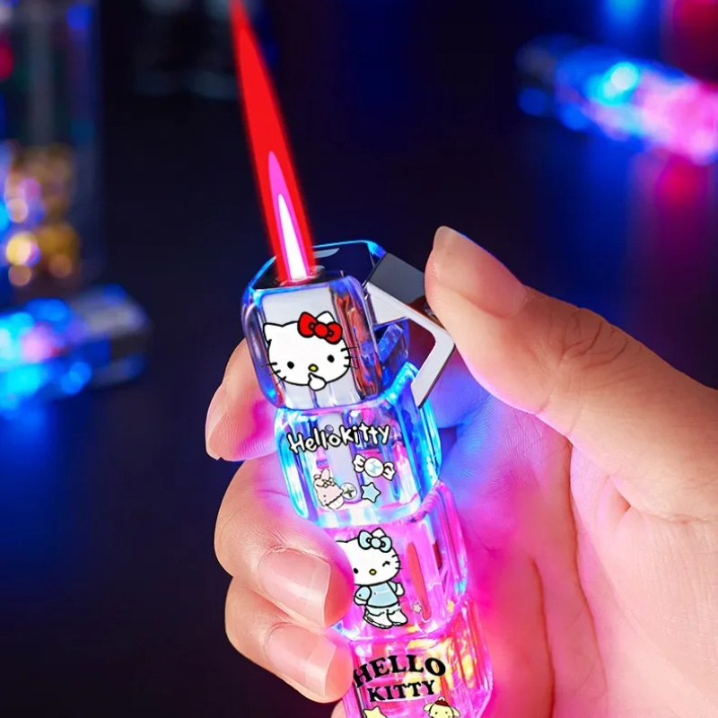 TEMU Kuromi Sanrio Lighter In, Transparent Dice Flashlight Lighter, Inflatable Windproof, A Unique Gift For Your Boyfriend Or Girlfriend, Portable Cute Lighter (without Butane Gas)