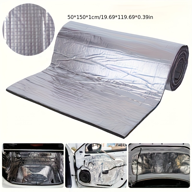 TEMU Size19.69*59.06inch Car Modification Heat Insulation Sound Insulation Aluminum Foil Self-adhesive Heat Insulation Sound Insulation Mat Car Hood