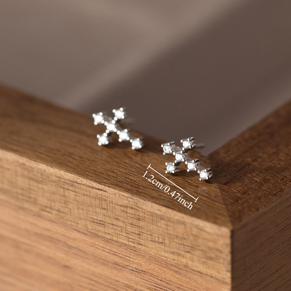 Copper Cross Stud Earrings with Rhinestones Daily & Party Wear