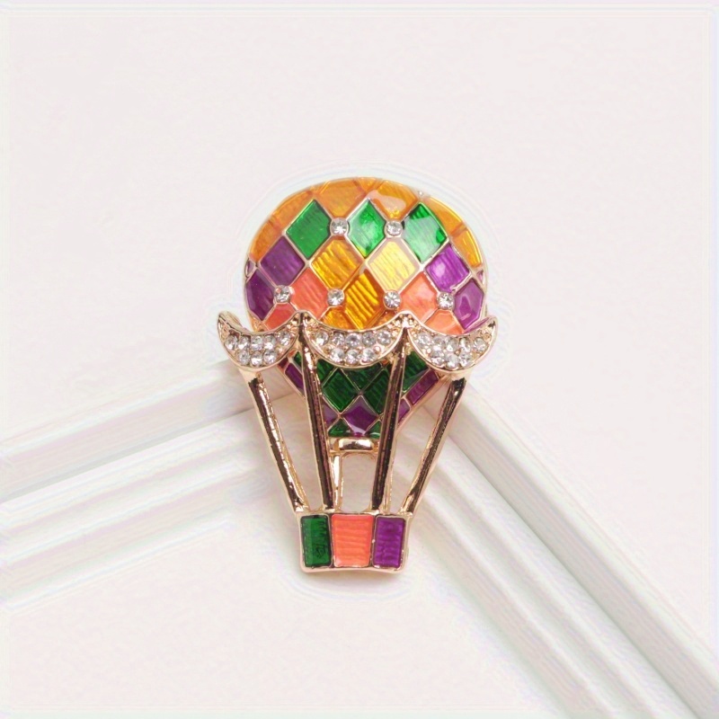 TEMU 1pc Cute And Elegant Hot Air Balloon Brooch With , Exquisite, High-end Accessories, Trendy Versatile Accessories, Women Men Collar Clothing