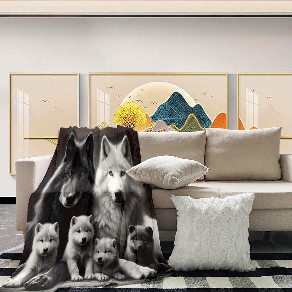 Wolf Fur Blanket White Wolf Blanket White Wolf Blanket 40x65