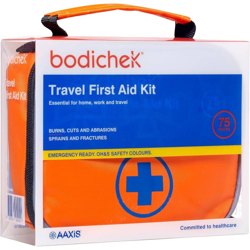 Bodichek 75pcs First Aid Kit with Color-Coded Organization & Wound Care - Comprehensive Emergency Medical Supply with Antiseptic Wipes, Bandages, Gauze Pads, Scissors, Tweezers, Thermometer & More for Home, Office, Travel, Sports