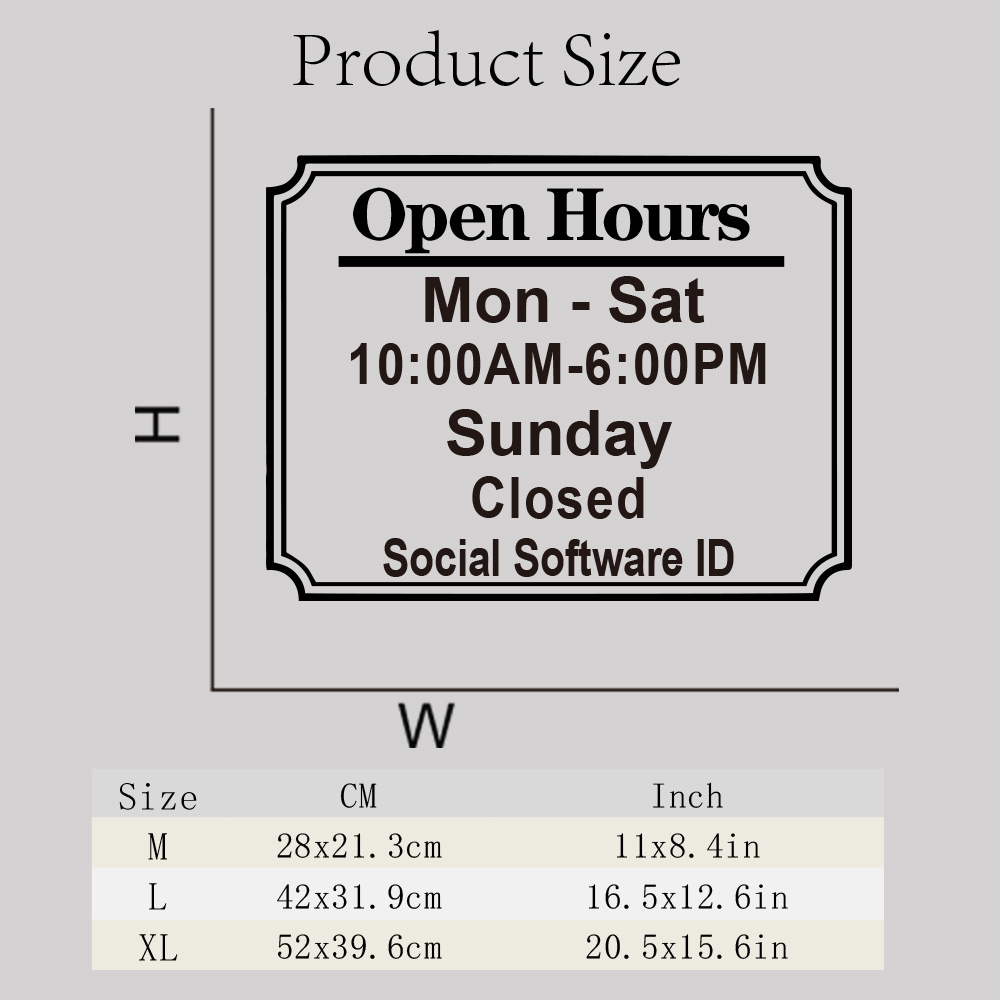 TEMU 1pc Business Hours & Social Media Id Decal - Text/, Matte Vinyl Window/door Suitable For, Irregular Shape Business Signage, & Residue-free