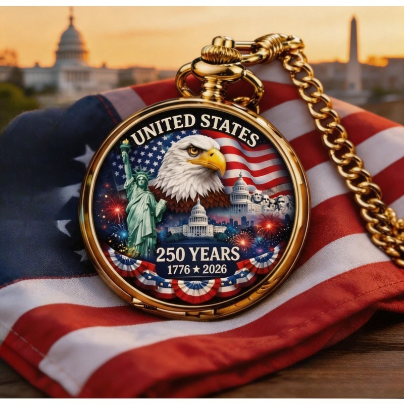 1pc 250th anniversary edition   & statue of   pocket watch -   watch with  , suitable for collectors, unisex gift for &, commemorative history   Product details 0