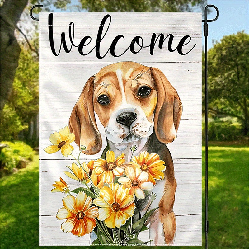 

1pc Dog , 12x18inch, Double- Burlap, Decorative , Polyester, For , Use