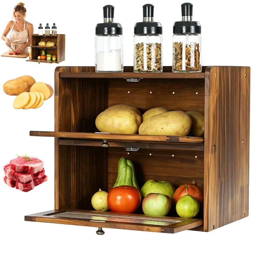Image of Storage Box With Magnetic Doors & Viewing Windows - 2-tier Ventilated Cabinet Suitable For, Office,, Pantry Organization - Magnetic Door Closure, Window Panels, Multi- Furniture For, Crafts, Supplies