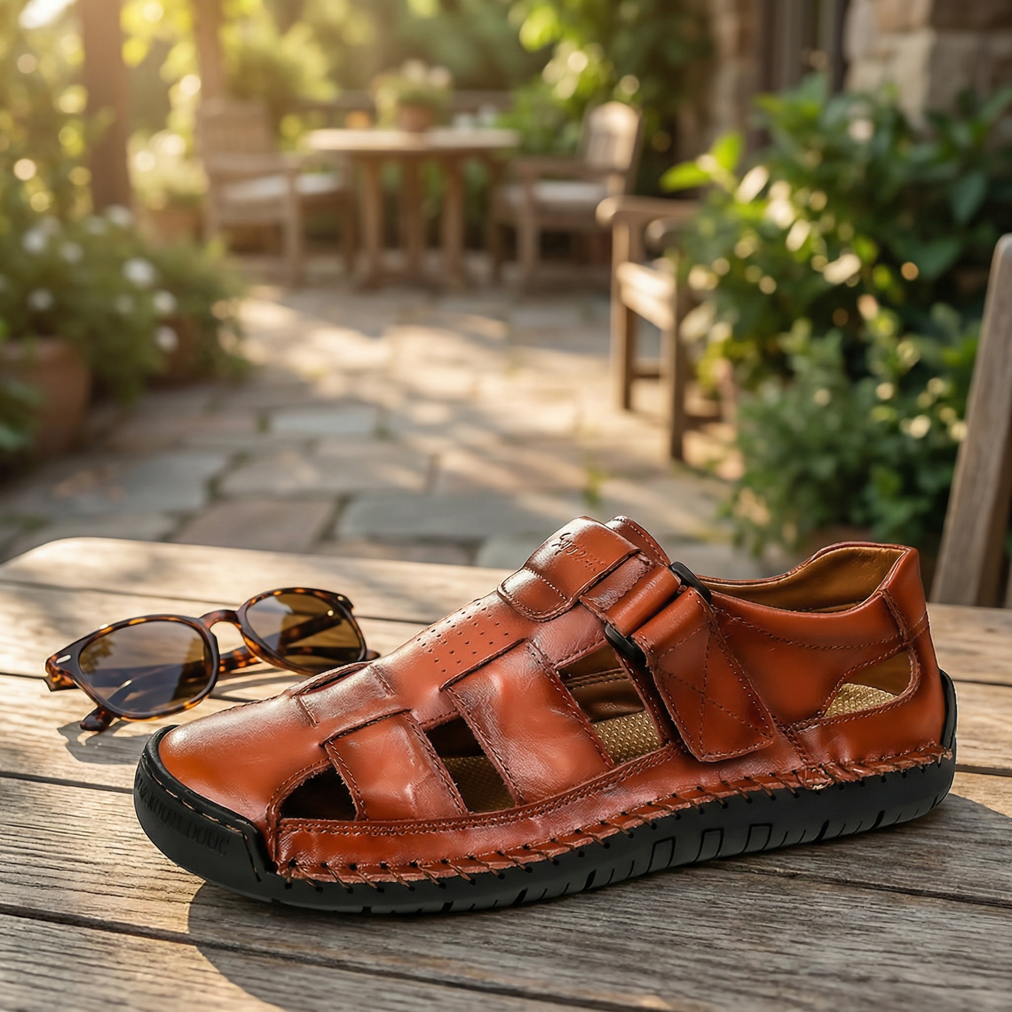 leather sandals men sold on Temu United States
