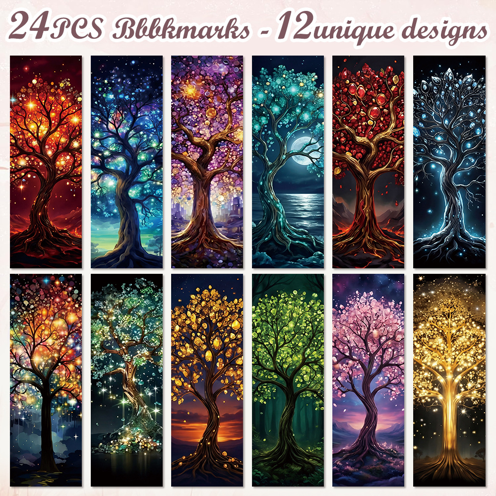 TEMU 24pcs Magical Bookmarks Suitable For , 12 With Glowing Page Markers, Fantasy Celestial Forest Book Accessories For , Aesthetic Reading Gifts For