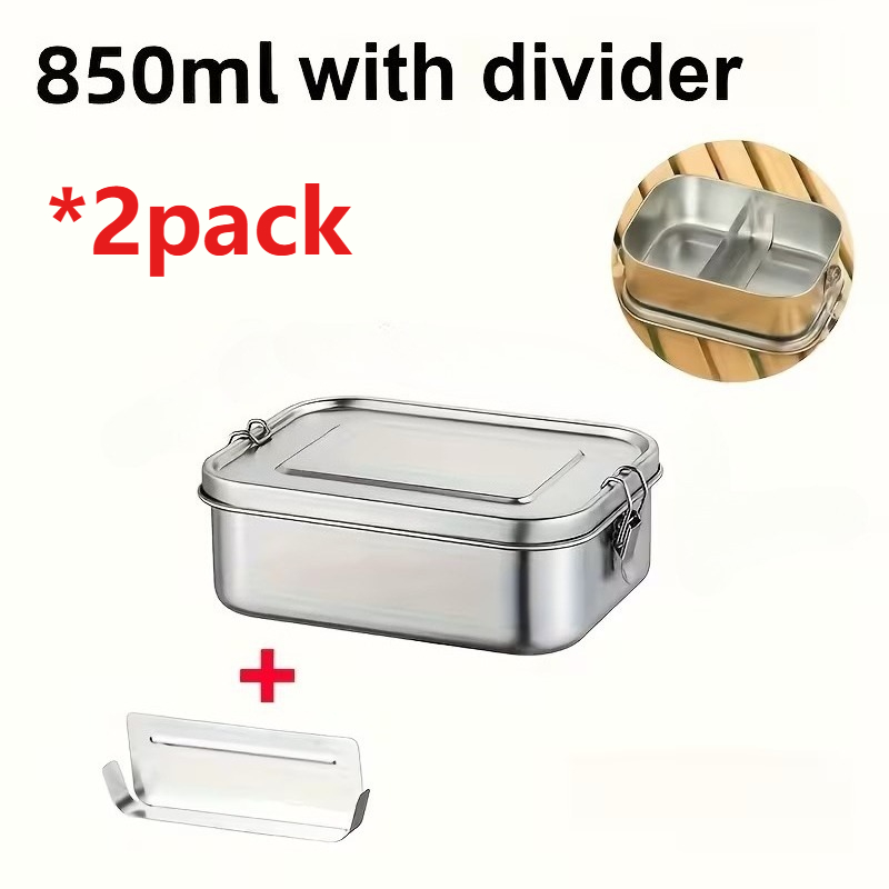 TEMU 304 Stainless Steel Insulated Portable Lunch Box - A Lightweight And Portable Square Bento Box With A Sealed Lid, Suitable For Microwave And