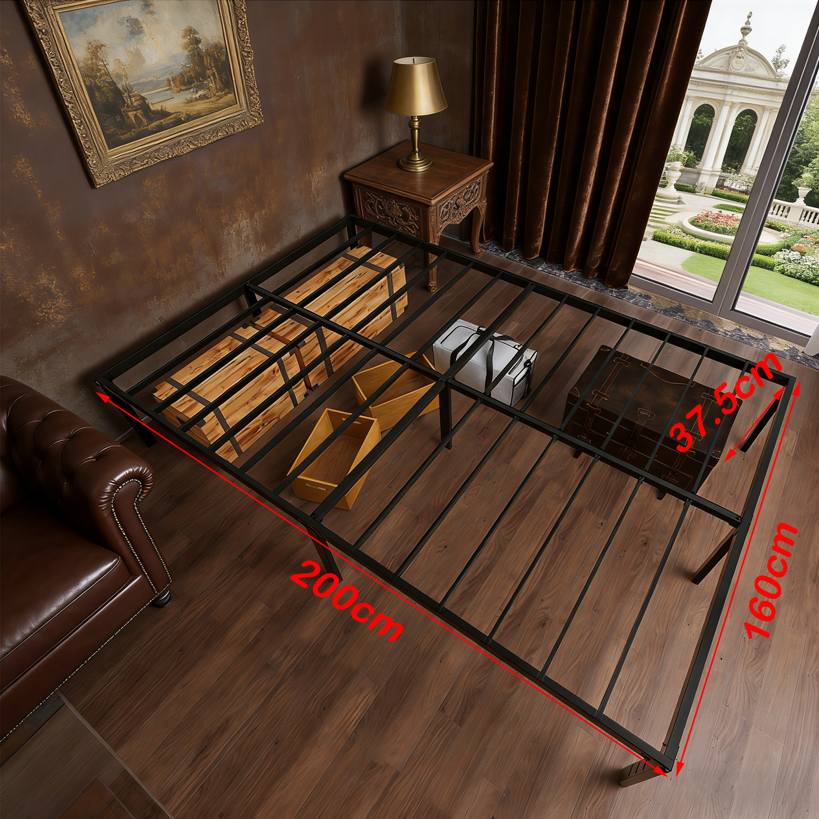 Metal Bed Frame 90x200/140x200/160x200cm Black Without Headboard Single/double Bed Guest Bed Youth Bed For Bedroom