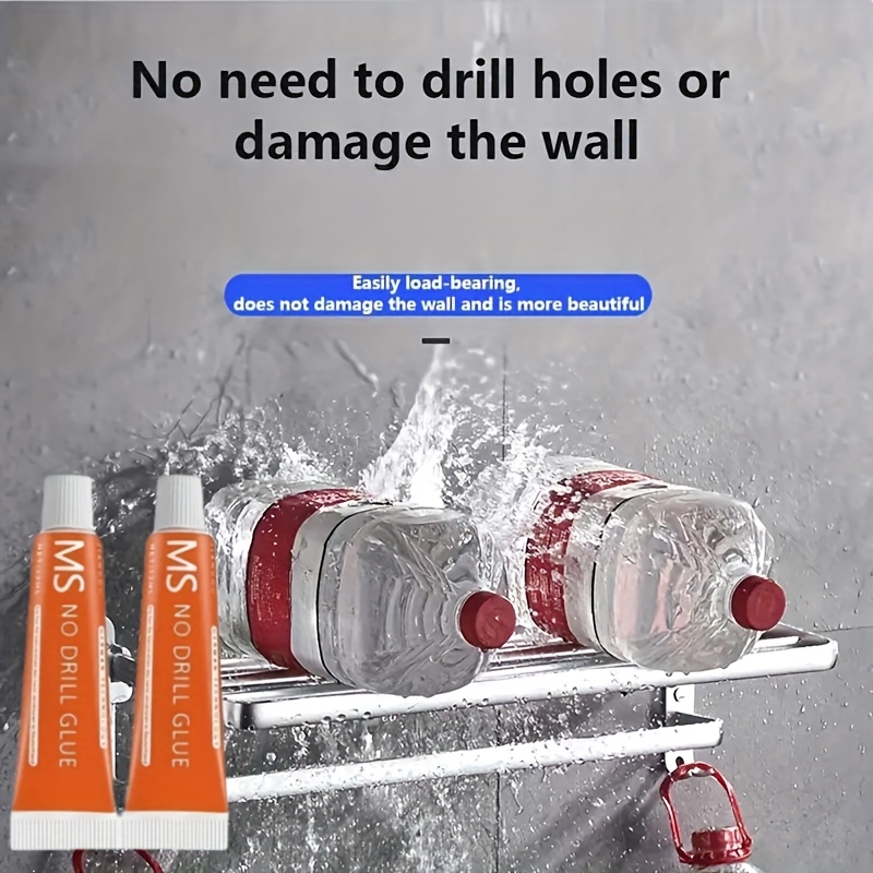 6ml/12ml - adesivo forte ad   viscosità senza  , senza chiodi, fornito con nastro ausiliario, confezionato in un piccolo  ,   per materiali metallici,   per ganci e mensole in bagni e cucine,     da  