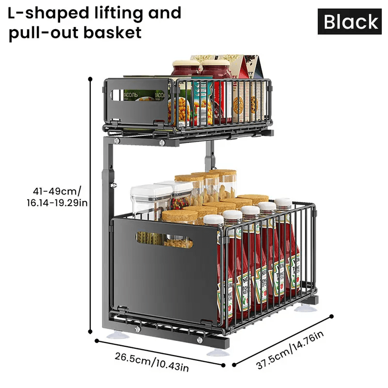 TEMU 1pc Of A Adjustable Under-sink Storage Unit Featuring Pull-out Drawers And -out Rack, Designed To . This Metal Shelving Is Ideal For Kitchens,