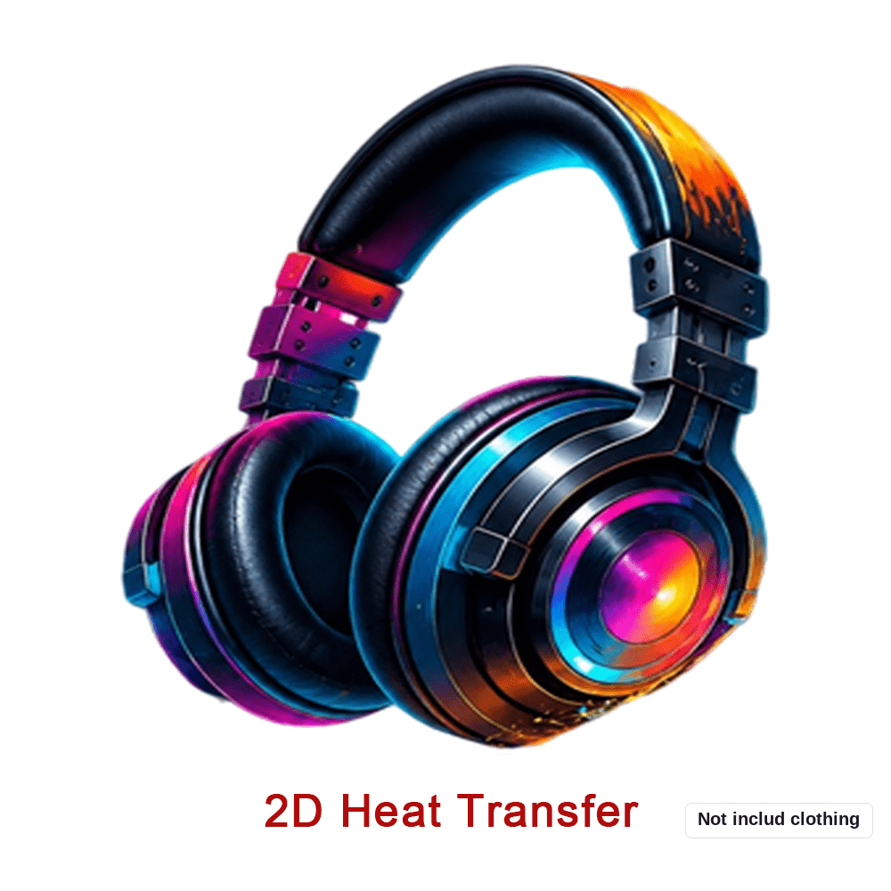 TEMU 3pcs 2d Cyberpunk Style Iridescent Headphone Heat Transfer Stickers, Trendy Gradient Color Over-ear Headphone Themed Patterns, Iron-on Patches,
