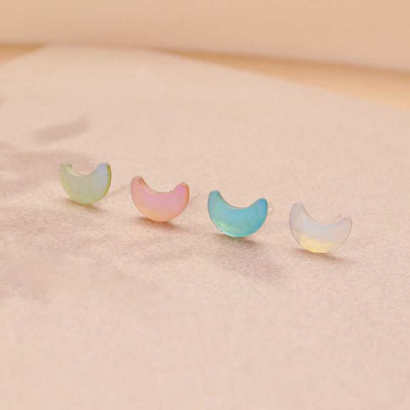 8 Pairs Moon Crescent Stud Earrings Set Resin Ear Studs for Women
