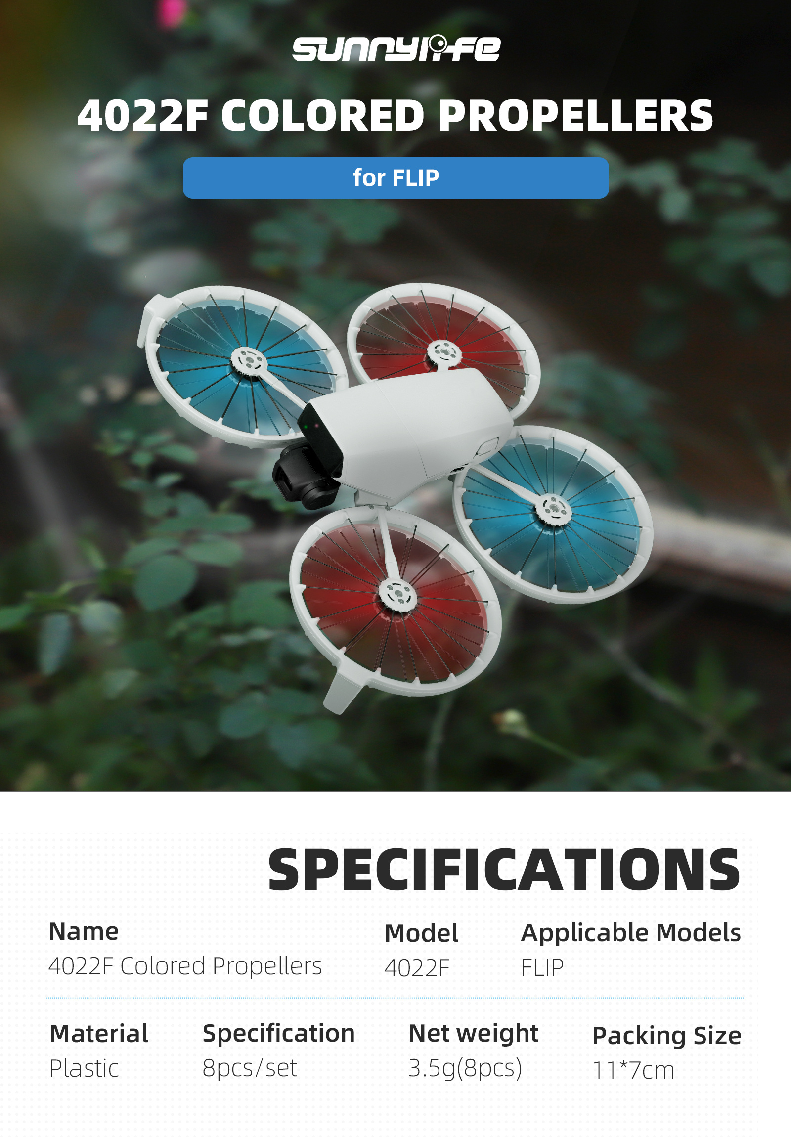 set of 8 colorful propellers designed for the dji flip 4022f lightweight wing propellers suitable for dji flip   accessories details 0