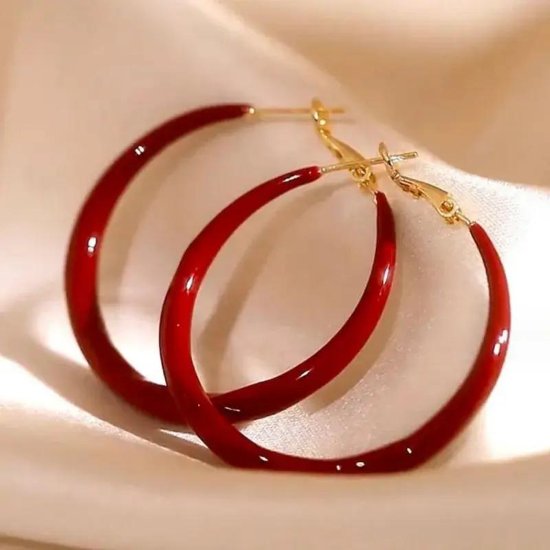 TEMU Pendientes de aro dorados de esmalte vintage para mujer, ideales para fiestas, uso diario, vacaciones, banquetes, regalos, joyería elegante de