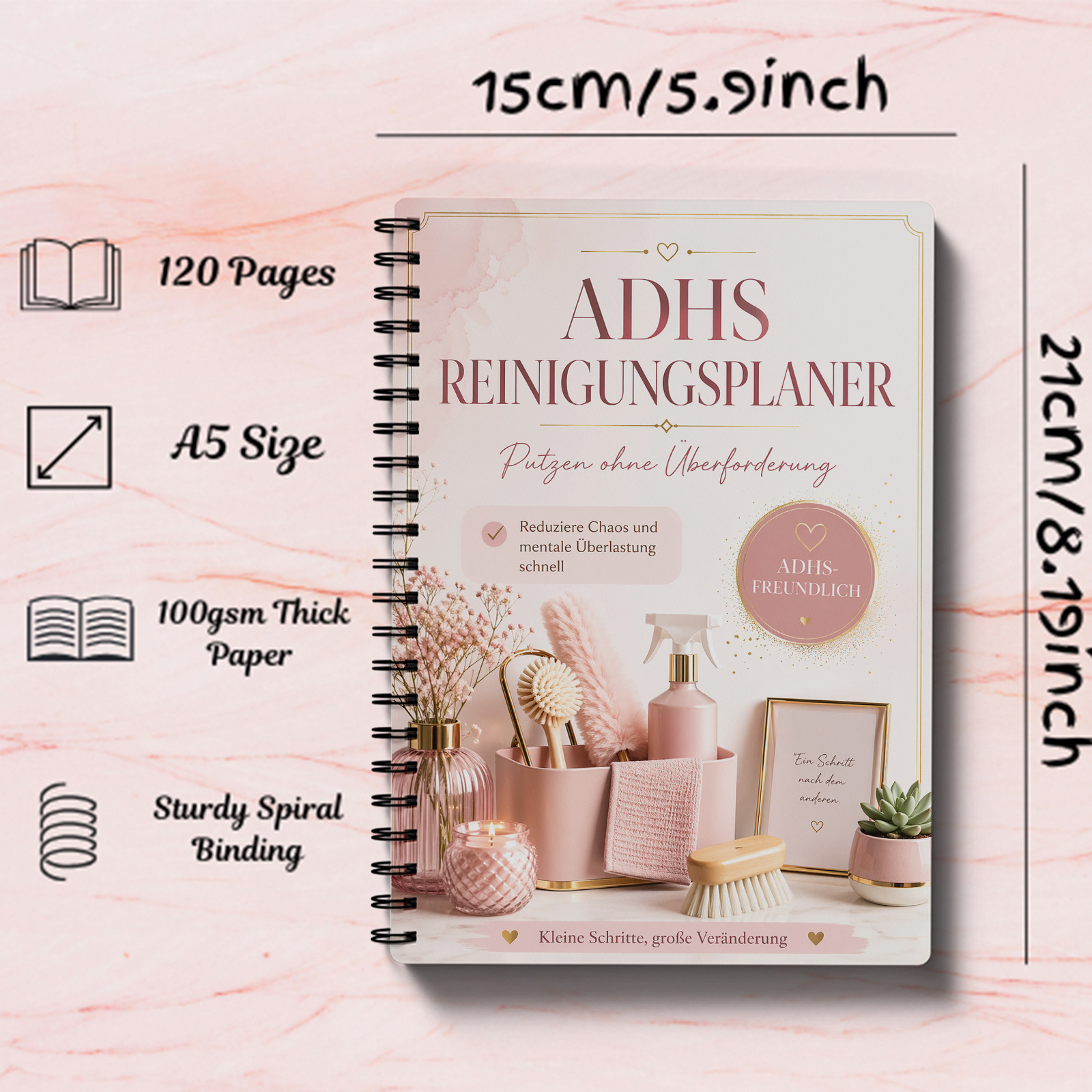 E-shop Deutsche Version ADHD Reinigungsplaner Clipbook | Organizer zur Aufbewahrung und Reinigung für Studenten, Arbeitnehmer und Mieter | Farbcodierte