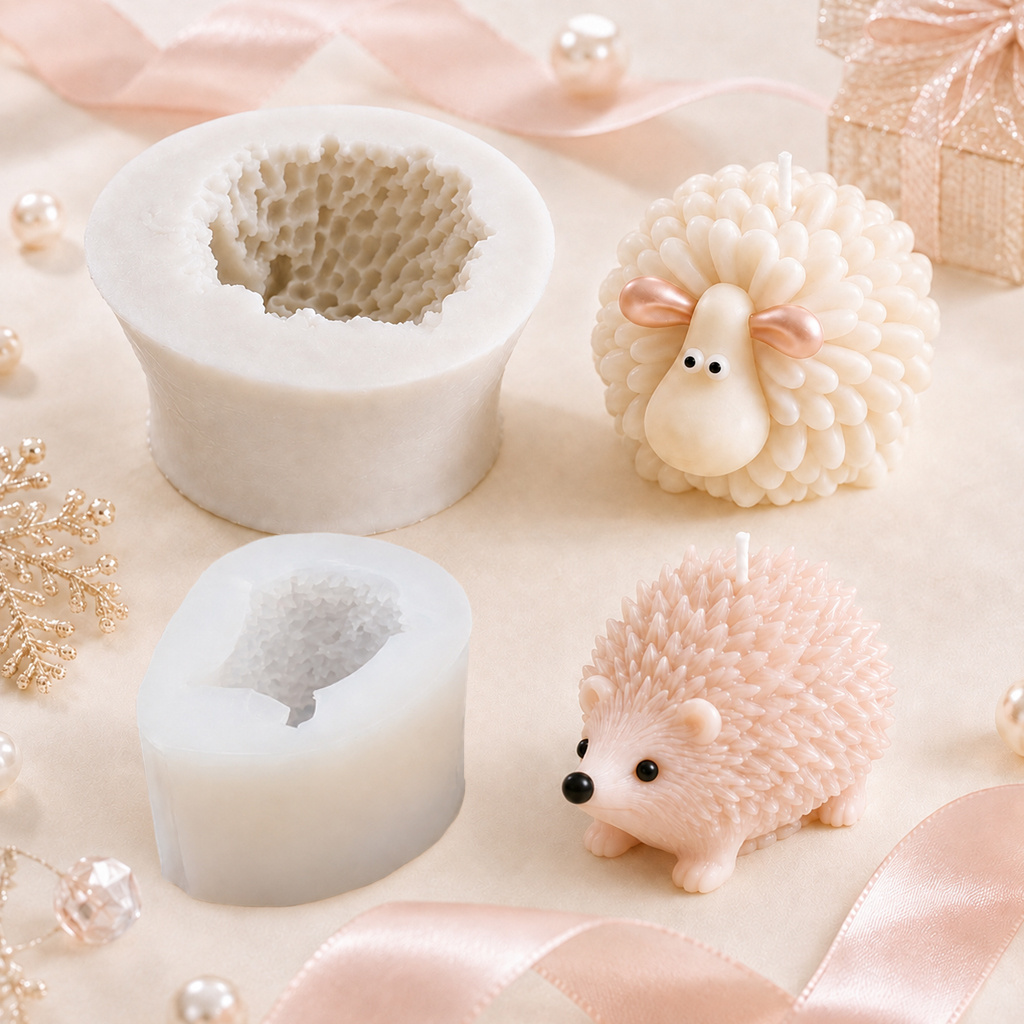 TEMU 2pcs Set Sheep Hedgehog Animal Silicone Mold, Cartoon Mould For Candles Making & Craft, Suitable For Epoxy Resin, Plaster, Polymer Clay, Diy