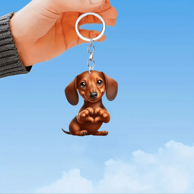 

2d Flat, 2d Acrylic Flat 1pc Acrylic Key Chain - Waterproof Accessory, Perfect Gift For Dachshund Theme Key Rings, Bag Charms,