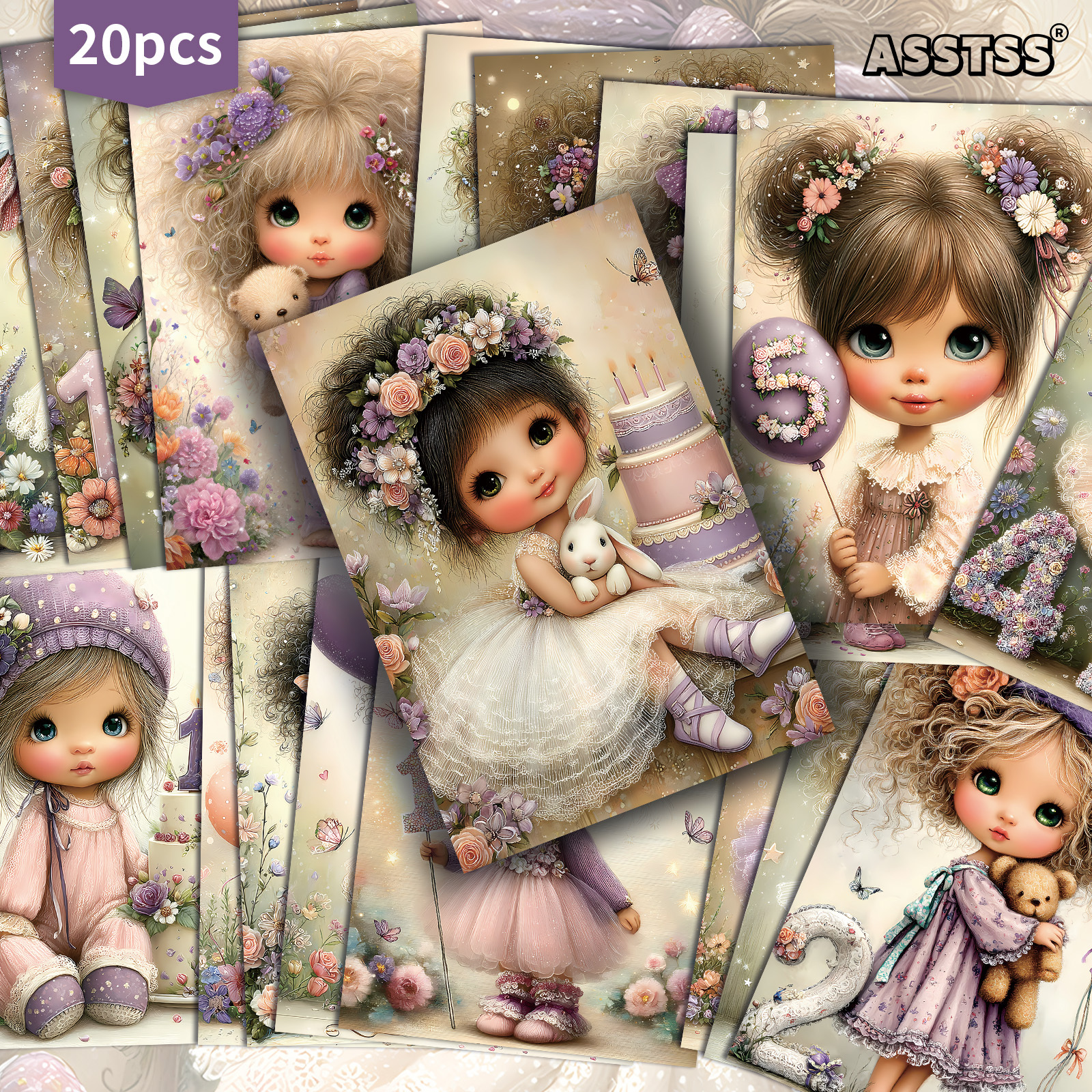TEMU Paquete de 20 ASSTSS de Niña Adecuado para Junk Journaling, Scrapbooking y Manualidades - Tarjetas de Chica Pinup Retro con Pinup , Papeles