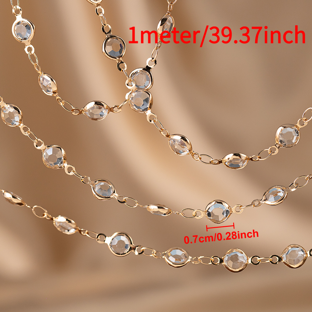 Image of 1 Meter Gorgeous Translucent Transparent Beads Chain Fashion Chain Accessories For Diy Homemade Necklace Bracelet Jewelry Dress Decoration Accessories