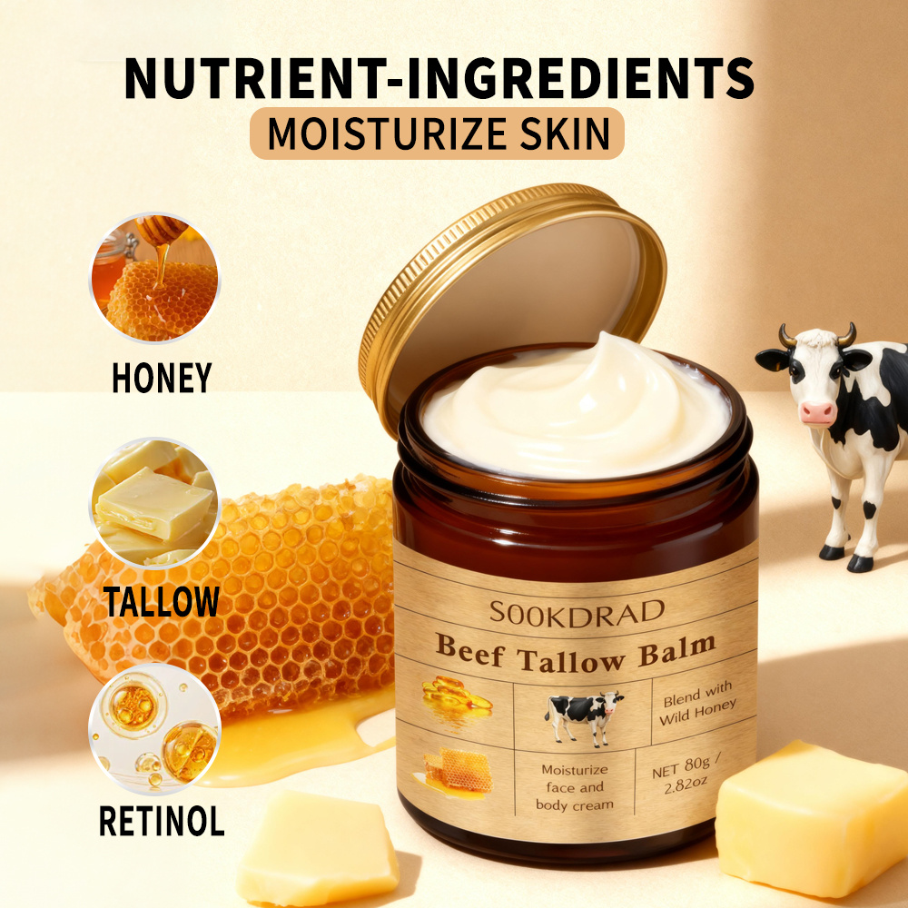 80 Grams of Honey And Beef Tallow Cream, Vitamin E And Niacinamide Facial Lifting Cream, Vitamin E Facial Cream, Facial Moisturizer Containing Honey, Beef Tallow, Collagen, Hyaluronic Acid, And Vitamin E, Moisturizing Cream