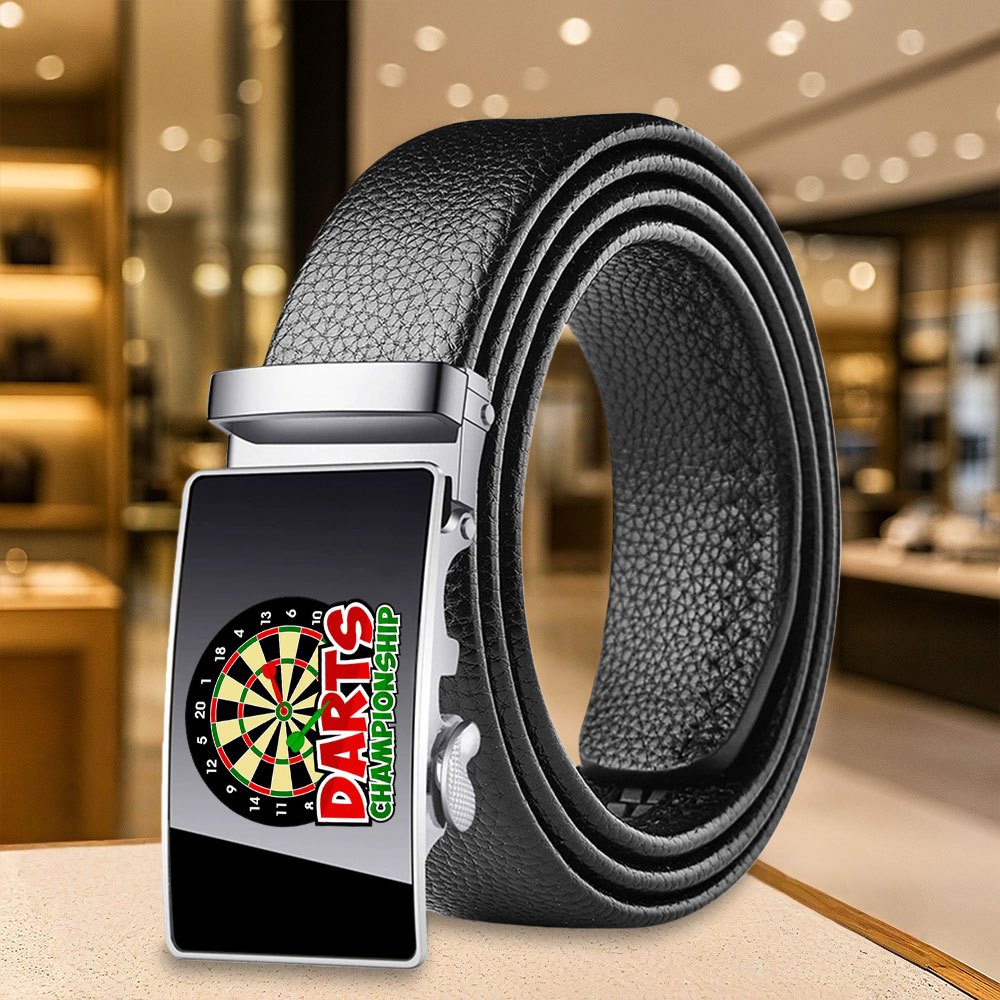 TEMU 1pc Men's & Unisex Novelty Dart-themed Belt With Dart Print - Cool Stylish Belt For Casual, Business, Or For Dart Tournaments - Gift For Darts