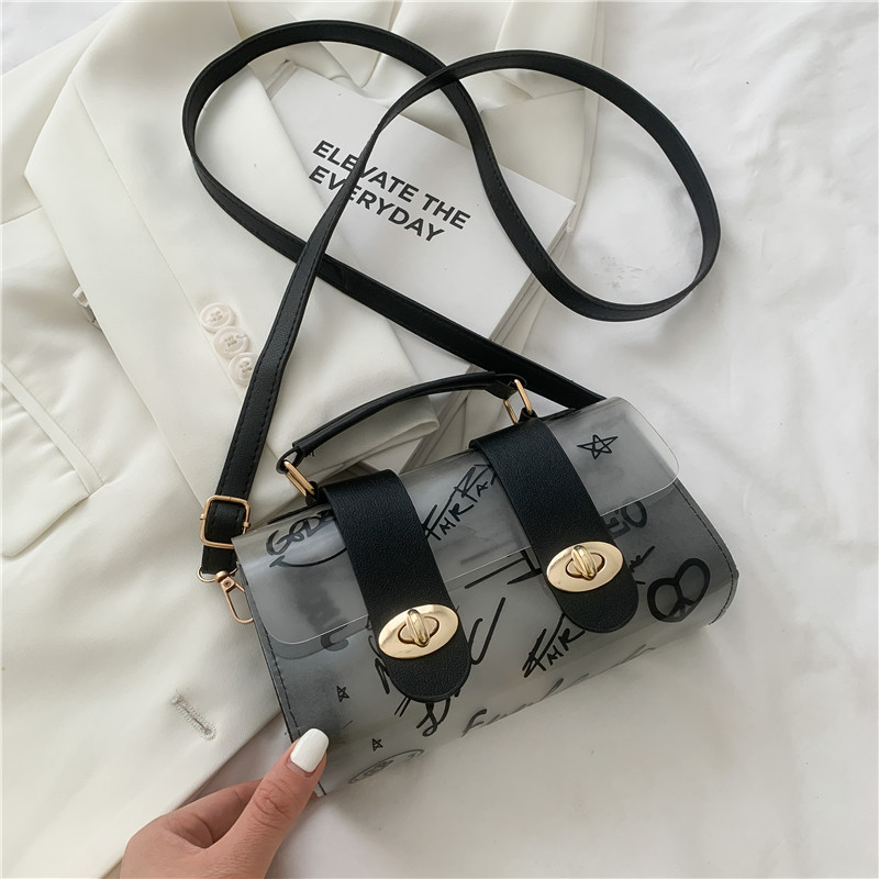 Summer Transparent Jelly Mini Bag Women's 2026 Minimalist Casual Tote Graffiti Women's Shoulder Bag Crossbody Bag