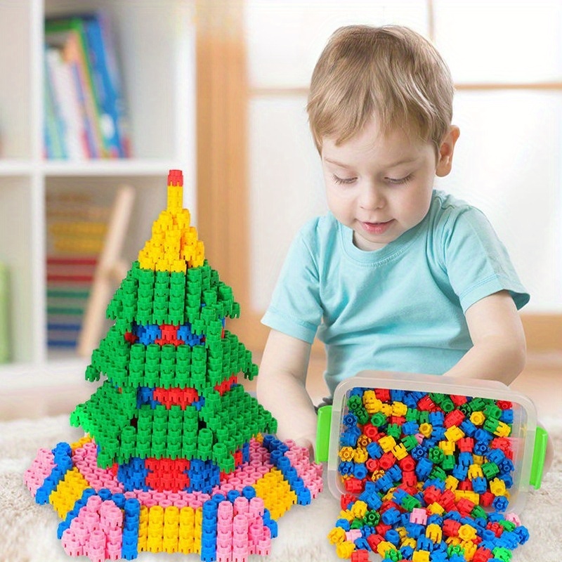128pcs large size diy interlocking blocks multi color hexagonal blocks large creative chain blocks play childrens creative imagination back to school gifts handmade construction toys details 0
