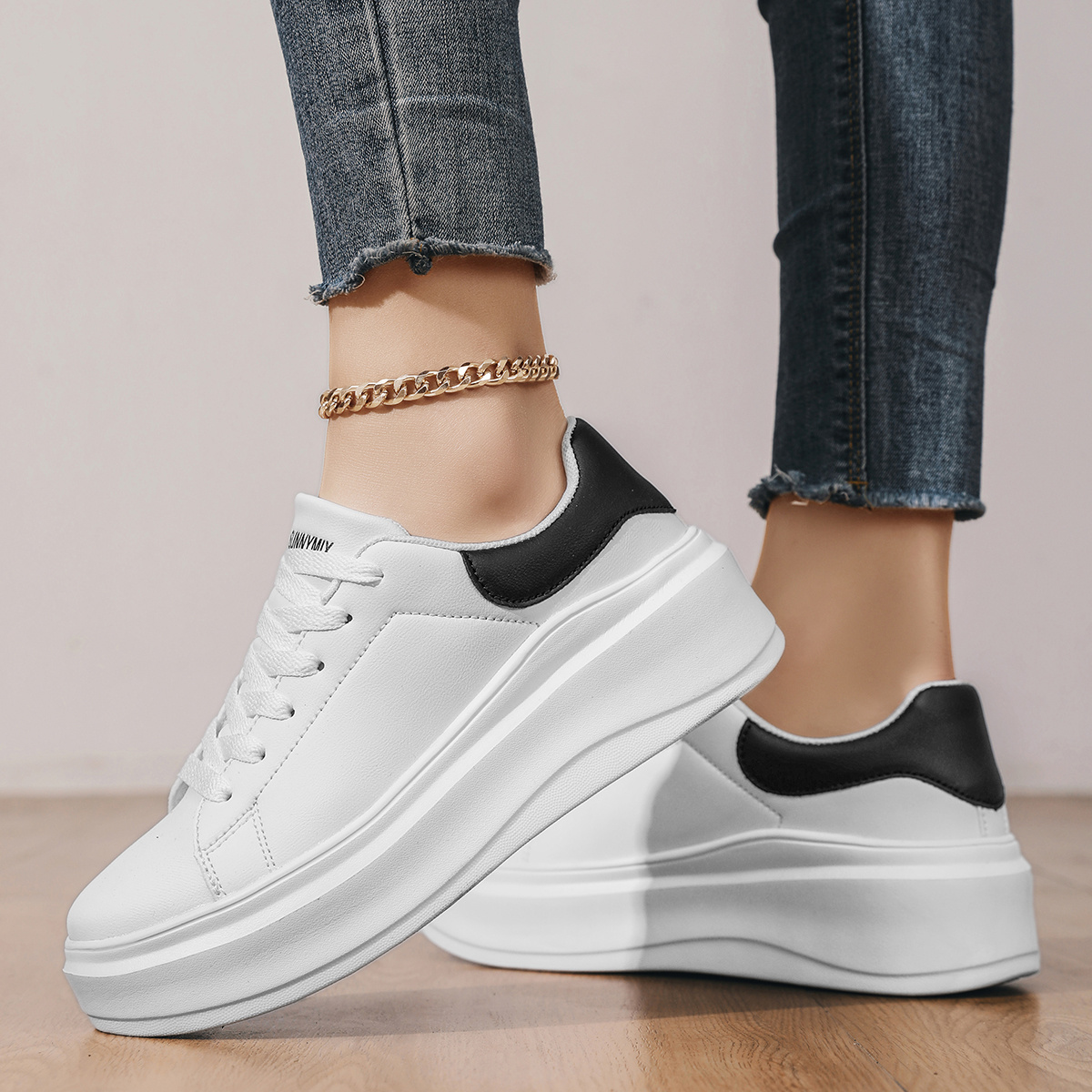 DJSUNNYMIX Nuevas Zapatillas Deportivas Casuales para Mujer, Ideales para Estudiantes y Running al Aire Libre, con Suelas Gruesas para Mayor Altura, Zapatos de Mujer, Zapatillas