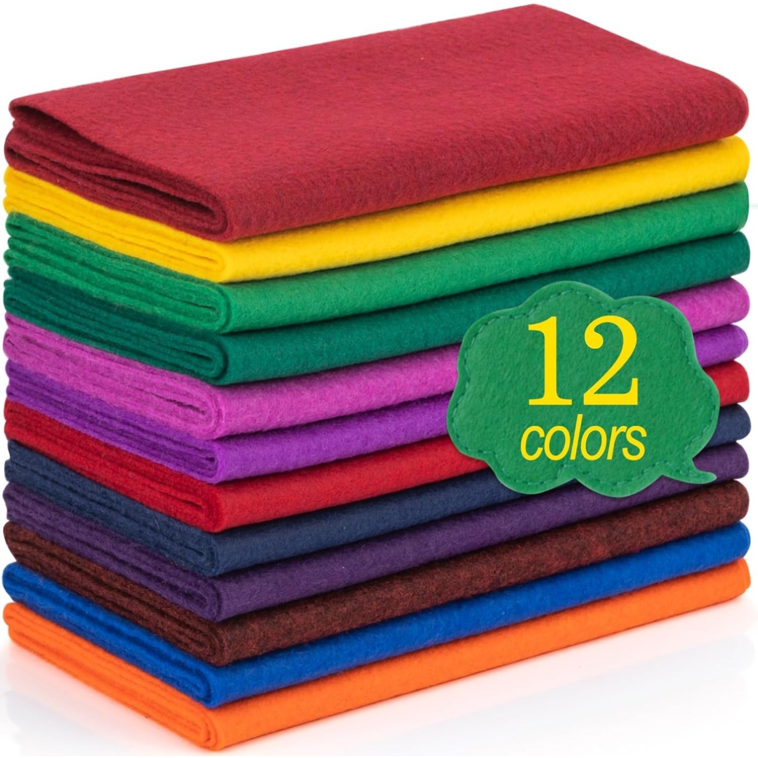 TEMU 12 Rolls 8"x35"(20.5x90cm) 1.4mm Thick Soft Felt Fabric Sheet 12 Assorted Colors Felt Pack For Diy Craft Sewing Squares Nonwoven