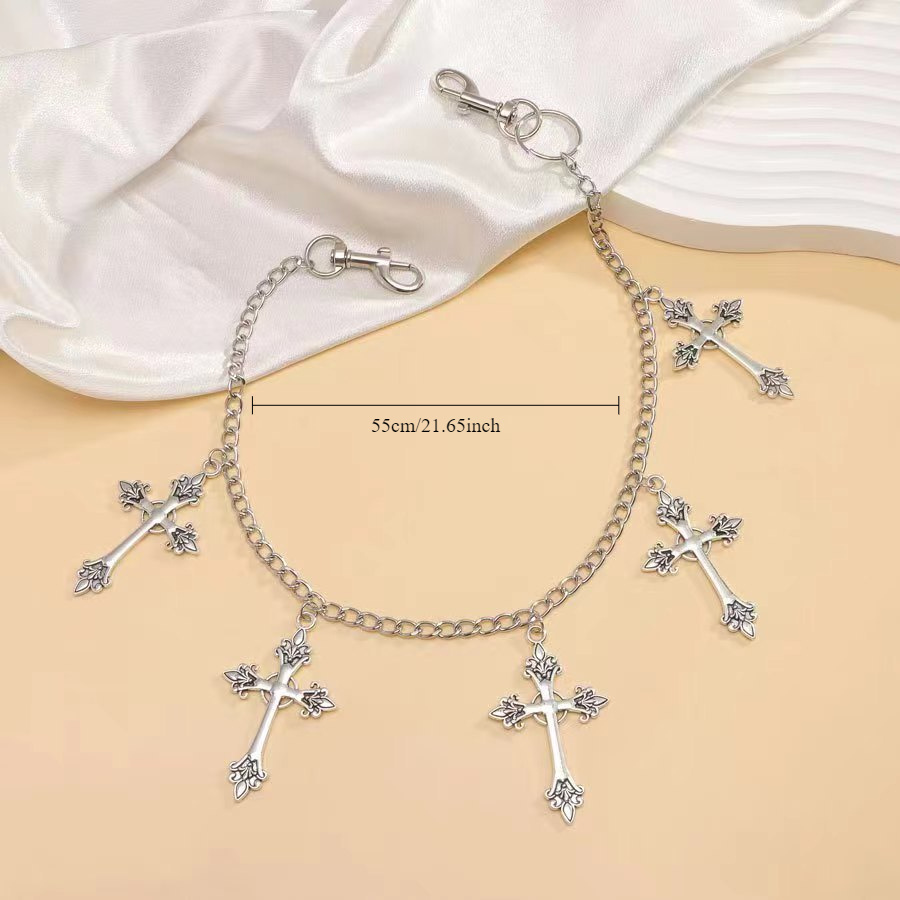 2pcs gothic abi cross waist chain necklace dark retro y2k - Temu display picture 2