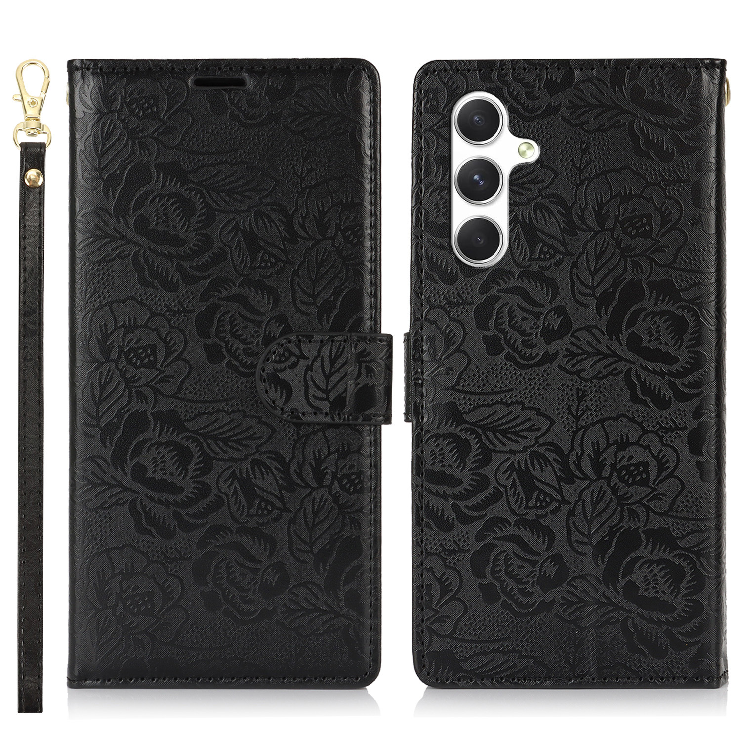 TEMU Phone Case: Flower Lanyard Flip Cover Artificial Leather Phone Case For Galaxy